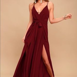 Lulu’s Hype Dream Wine Red Backless Wide-Leg Jumpsuit